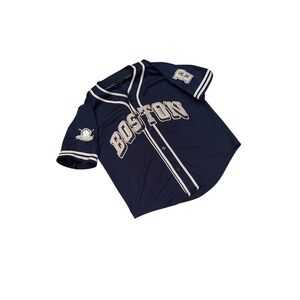 Boston Baseball Jersey Team Spirit Mens Large Navy Blue Short Sleeve